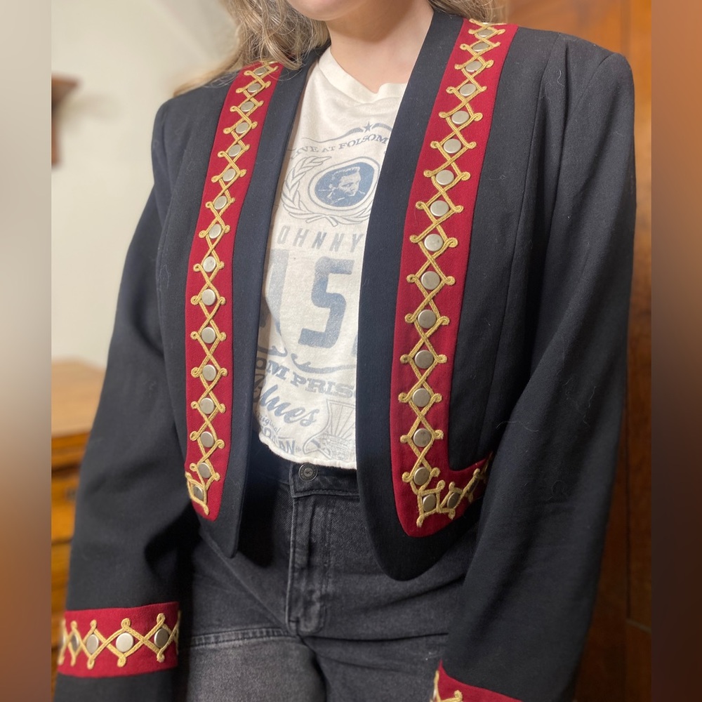 Double D Ranchwear Embellished Black Military Style Blazer